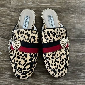 Steve Madden Karisma Leopard Print Fur Lion Head Mule Size 7